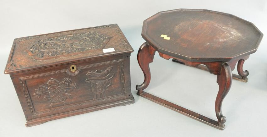 Two piece lot to include Chinese stand with octagonal
