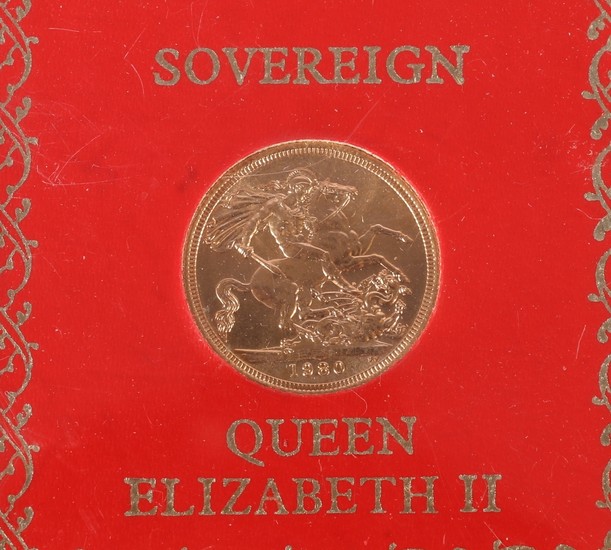 UNITED KINGDOM Elizabeth II gold sovereign 1980 in perspex c...