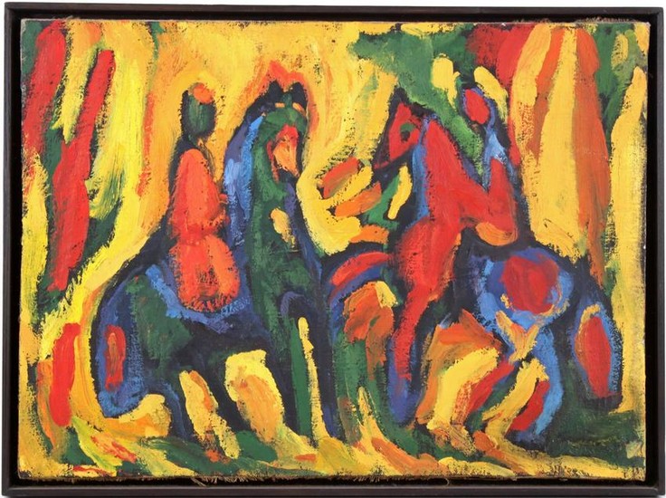 Unclearly signed, Riders on horseback, canvas 44x60 cm