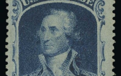 United States: 1857-60 Issue 90c blue, detailed impression, two hinge remnants, deep color, r...