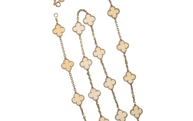 VAN CLEEF & ARPELS: AN ALHAMBRA GOLD AND IVORY ICONIC NECKLA...
