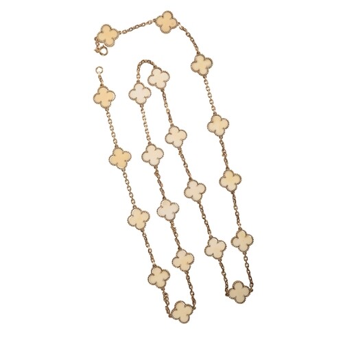 VAN CLEEF & ARPELS: AN ALHAMBRA GOLD AND IVORY ICONIC NECKLA...