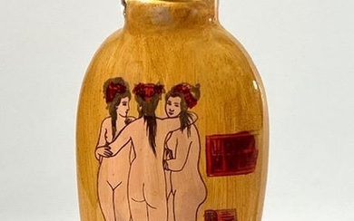 VTG Chinese Inside Painted Glass Erotic Snuff Bottle