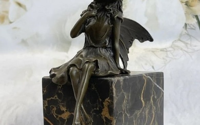 Valentine Angel Holding a Flower Bronze Bookend