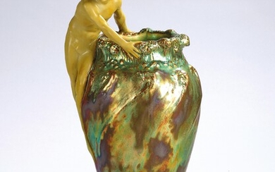 A vase with Aquarius, Zsolnay, Pecs, 1906–10