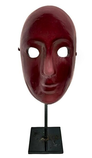 Venini, Venetian mask in Murano Bordeaux glass, 80s.