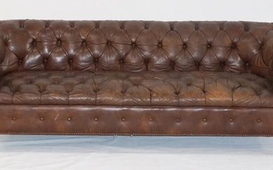 Very Fine Baker Upholstered Leather Club Sofa
