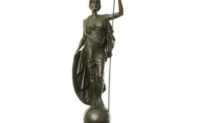 Very large bronze sculpture - Pallas Athena - On marble