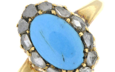 Victorian 15ct gold turquoise and diamond ring