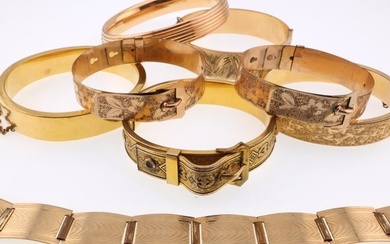 Victorian; Two Buckle Bracelets, Plus Later Gold-Filled/Plated Bracelets