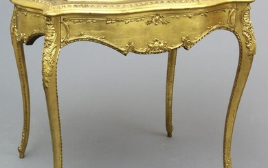 Victorian gilt, onyx top, tea table