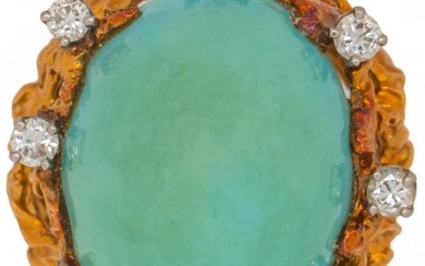 Vikki Carr | 18K Cabochon Turquoise Diamond Ring