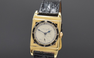 WALTHAM rare 14kyellow gold rectangular wristwatch, USA around 1930, manual...