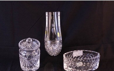 WATERFORD CRYSTAL OVAL BOWL, HONEY POT + WATERFONT