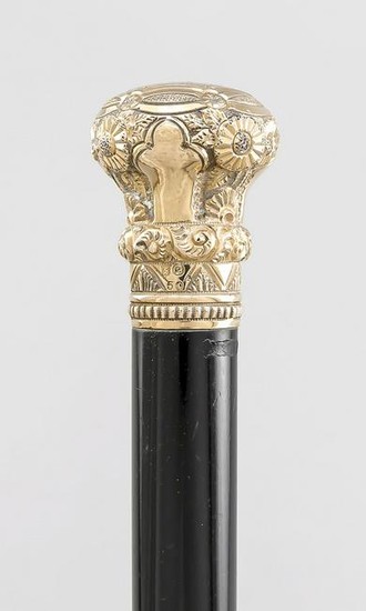 Walking stick with gold knob, late 19th century, with