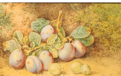 William Henry Hunt (1790-1864) Still Life, Plums and Goosebe...