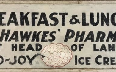 York Beach, ME Dr Hawkes Pharmacy Sign ca. 1940