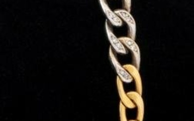 Zelman and Friedman 14K yellow gold links, brightly polished, with interspersed 14K white gold diamo