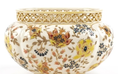 Zsolnay Pecs, Hungarian jardiniere with pierced border hand ...