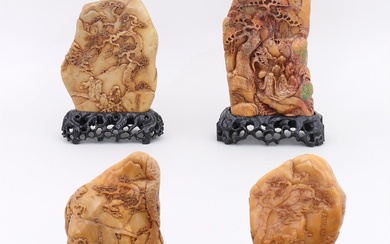 iGavel Auctions: Group of (4) Chinese carved scholar mountains. FR3SH.