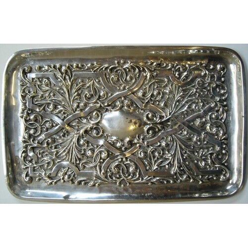 ornate 1912 sterling silver tray by Williams of Birmingham ...