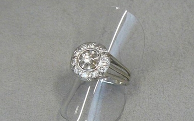 A daisy ring in white gold (eagle) set with diamonds,...