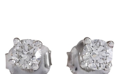 0.45 Carat Natural Diamond 18K White Gold Earrings