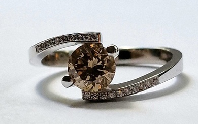 0.96 tcw Diamond Engagement Ring - 14 kt. White gold - Ring - 0.90 ct Diamonds - 0.06 ct *No Reserve Price*