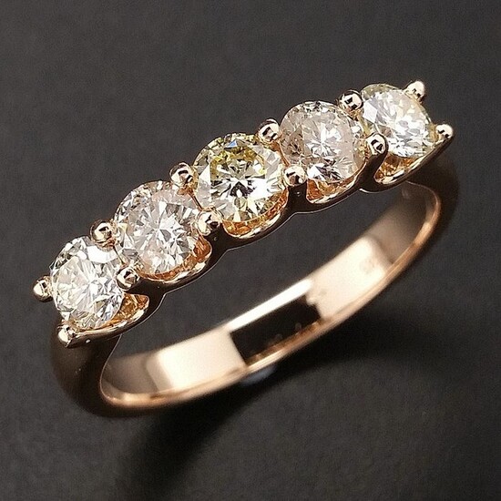 1.00ct Natural Fancy Mix Colors Diamonds - 14 kt. Pink gold - Ring - ***No Reserve Price***