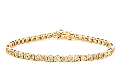 1.06 tcw Diamonds Tennis Bracelet - 14 kt. Yellow gold - Bracelet - 1.06 ct Diamond - No Reseve Price