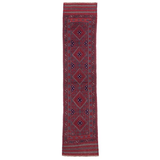 1'11 x 9'5 Hand-Knotted Pakistani Baluch Carpet Runner