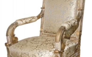 Continental Empire Painted and Parcel-Gilt Armchair