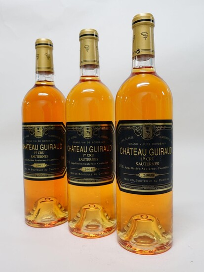 12 bouteilles CHÂTEAU GUIRAUD 2001 1er cru Sauternes Caisse bois d'origine