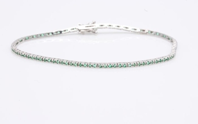 14 kt. White gold - Bracelet - 0.94 ct Emerald
