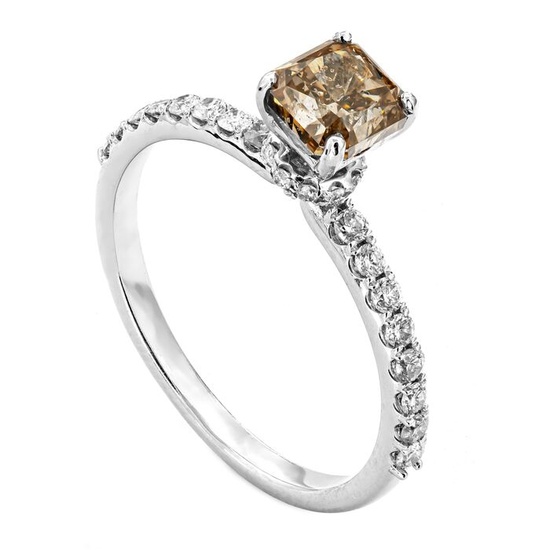 1.40 tcw Diamond Ring - 14 kt. White gold - Ring - 1.11 ct Diamond - 0.29 ct Diamonds - No Reserve Price