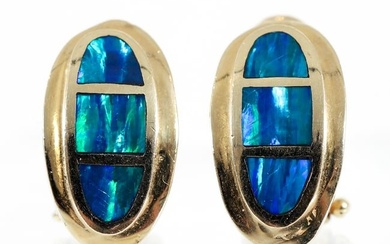 14K Inlaid Opal Earrings