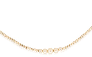 14K WHITE GOLD GRADUATED SEED PEARL STRAND NECKLACE