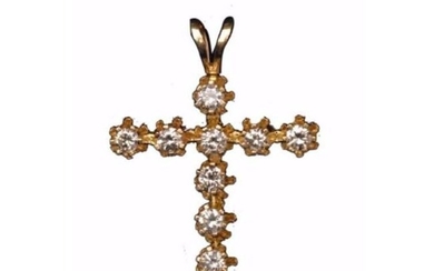 14k Yellow Gold & Diamond Cross Pendant