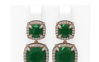 15.93 ctw Emerald & Diamond Earrings 18K Rose Gold