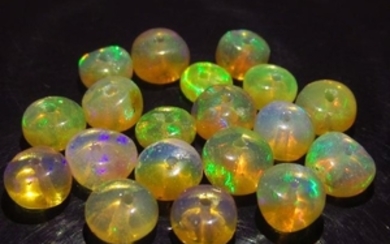 7.83 Ct Genuine 19 Ethiopian Drilled Round Opal Beads