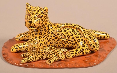 Breininger Redware “Peaceable Kingdom" Leopards.
