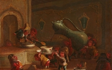 Faustino Bocchi, attributed to, Dwarves Drinking Coffee