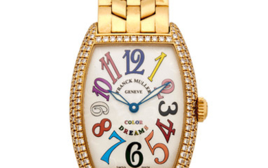 Franck Muller. An 18K gold bracelet watch set with diamonds