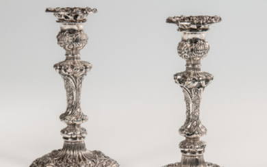 Pair of George IV Sterling Silver Candlesticks