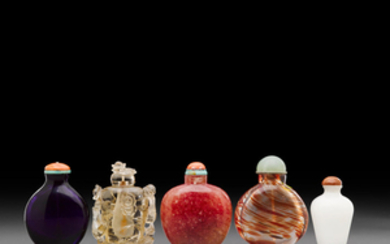 A group of five snuff bottles