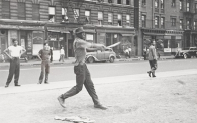 HELEN LEVITT (1913–2009), Sandlot baseball batter, New York City, c. 1940