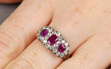 A late Victorian silver and 18ct gold, Burmese ruby and