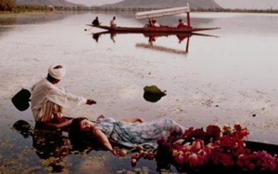 NORMAN PARKINSON | 'FLOATING WITH FLOWERS', DAL LAKE, KASHMIR II, INDIA, VOGUE, 1956