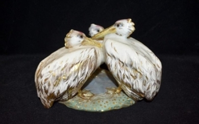 Porcelain Figural Grouping: Pelicans