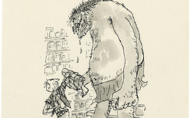 Quentin Blake (b. 1932), The Bloodbottler dangling the BFG by the arm